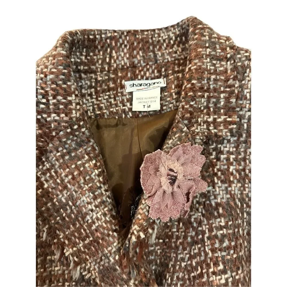 Trendy Sharagano feance made tweed jacket